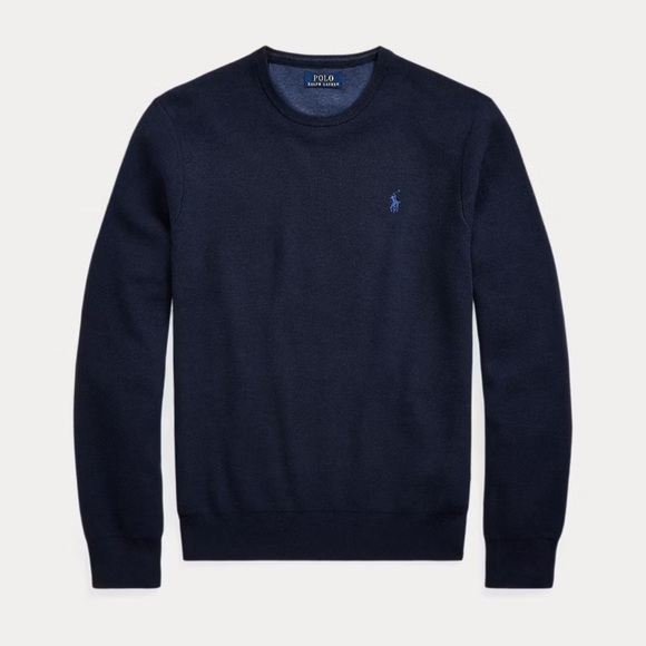Ralph Lauren Blue Crewneck Sweater Classic Design cashmere preppy 3XB - Picture 1 of 10